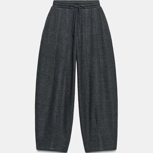 🖤 ZARA Balloon Interlock Pants – Dark Gray – Size S – NWT